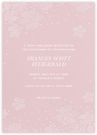 Blossoms on Tulle I - Pink - Oscar de la Renta - Christening Invitations