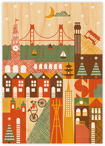 Starry San Francisco - Petit Collage - Double Sided Christmas Cards
