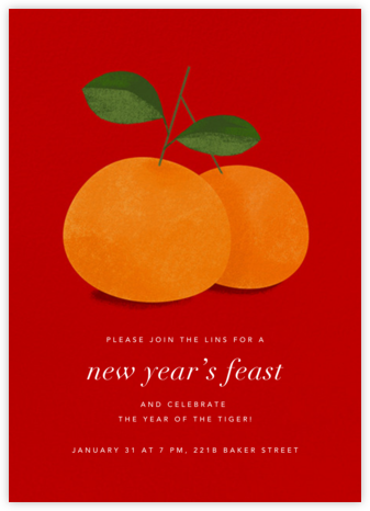 Lucky Clementines - Red - Paperless Post - Lunar New Year Invitations