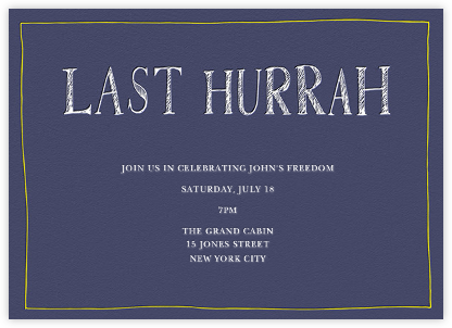 Last Hurrah - Blue - Linda and Harriett - Bachelor party invitations