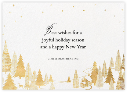 Snow Pine Valley (Horizontal) - Gold - Paperless Post - Business holiday cards