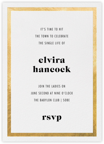 Foiled Frame (Tall) - Gold - Paperless Post - Bachelorette Party Invitations 