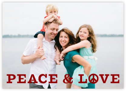 Peace and Love - Crimson - Jonathan Adler - Holiday Photo Cards 
