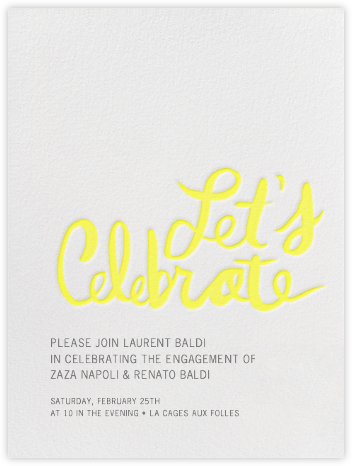Let's Celebrate - Yellow - Linda and Harriett - Engagement party invitations 