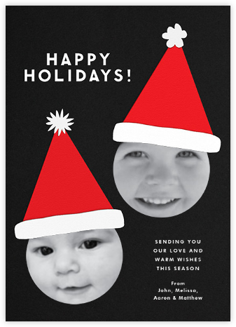 Santa Hat - Double Photo - The Indigo Bunting - Christmas Cards