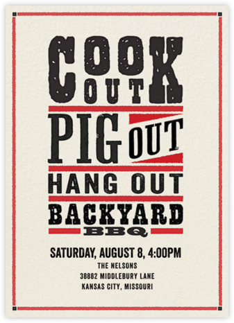 Pig Out - Crate & Barrel - BBQ Invitations