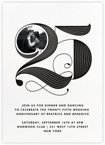 Pinstripe Numerals (Twenty-Five) - Paperless Post - Anniversary Invitations
