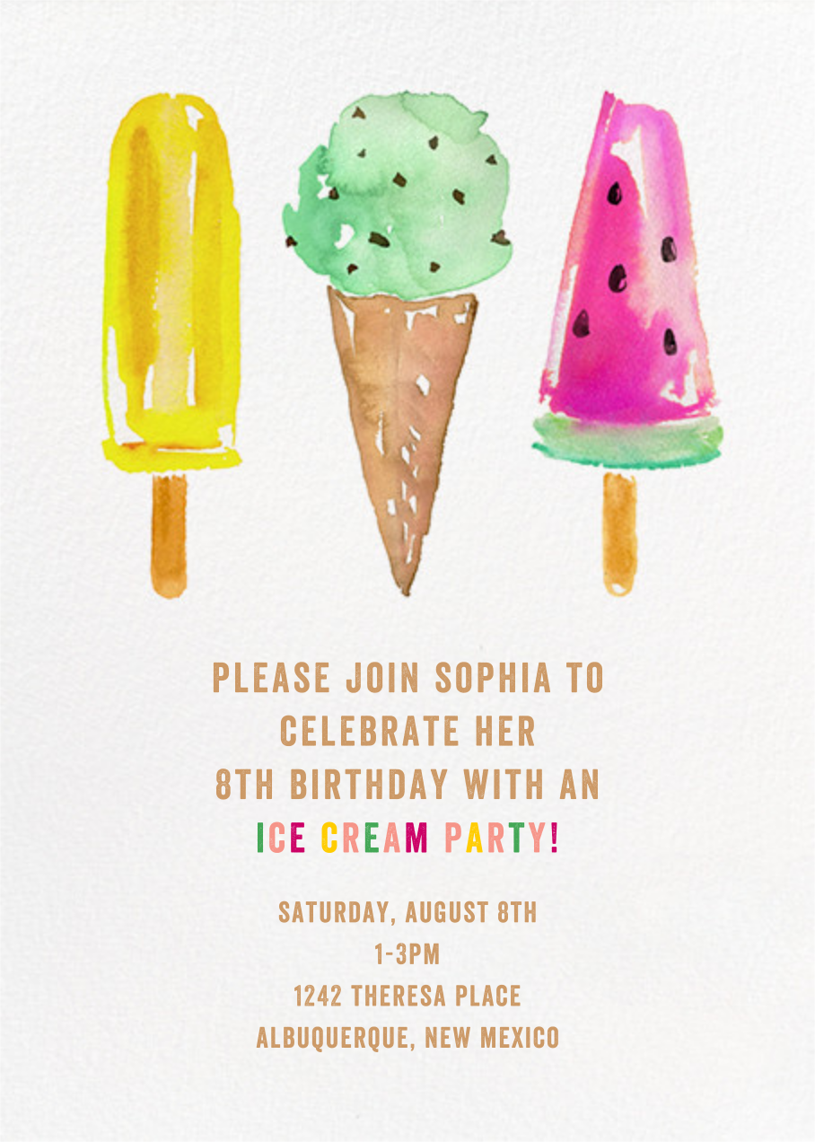 Ice Cream Party | Send online instantly | RSVP tracking
