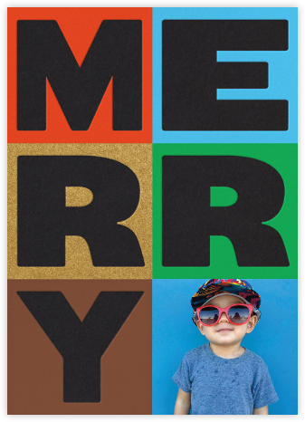 Merry Blocks - The Indigo Bunting - Holiday Photo Cards 