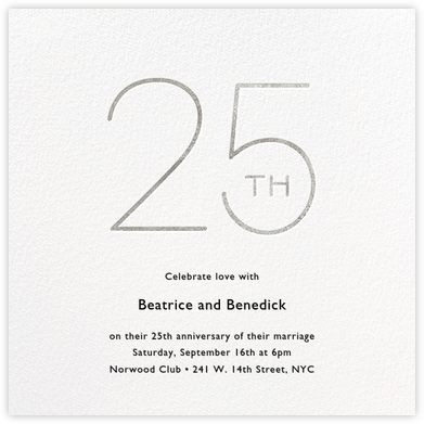 Decade (Twenty-Five) - Silver - Paperless Post - Wedding Shower & Party Invitations