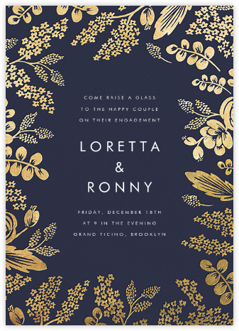 Heather and Lace - Navy/Gold - Rifle Paper Co. - Engagement party invitations 