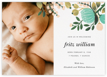 Blue Blooms (Photo) - Rifle Paper Co. - Birth Announcements