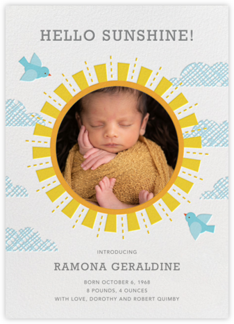 You Are My Sunshine - Petit Collage - Birth Announcements