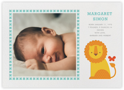 Lion and Friend - Petit Collage - Birth Announcements