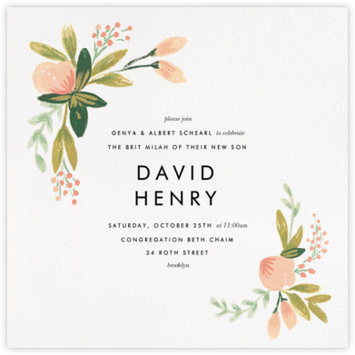 Peach Posies - Rifle Paper Co. - Bris and baby naming invitations