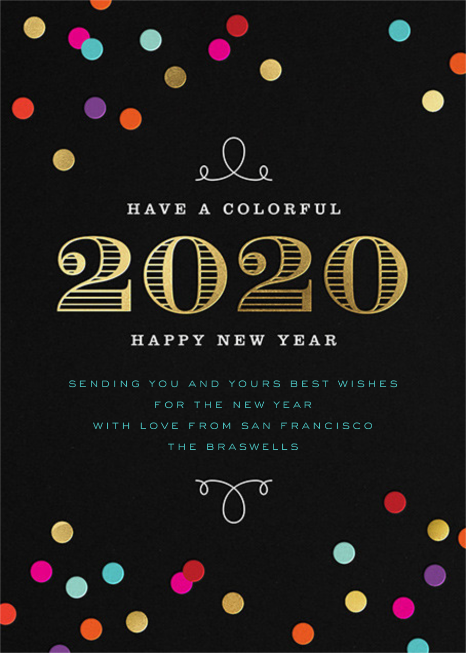 New Year S Confetti Greeting Send Online Instantly Track Opens