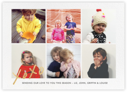 With Hugs and Kisses (Multi-Photo) - Gold - Linda and Harriett - Custom Holiday Photo Cards 2022