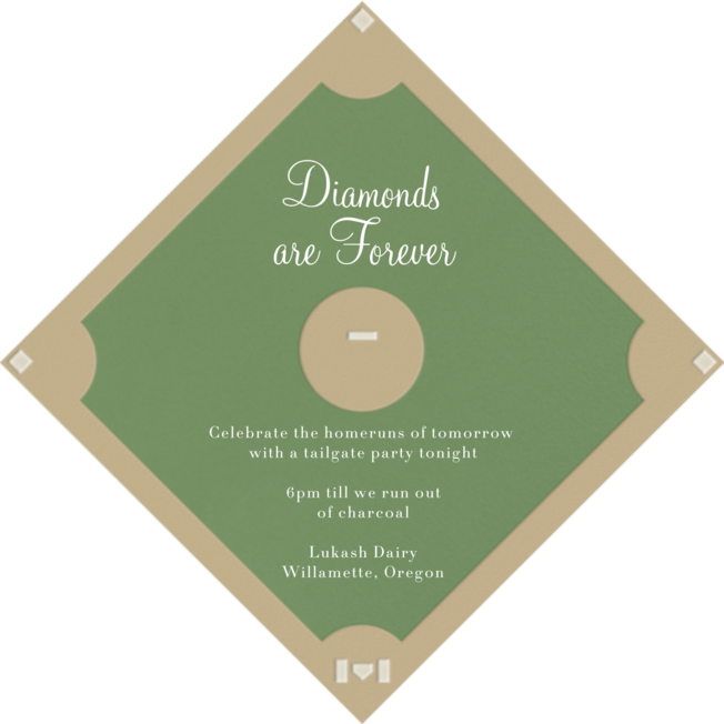 Baseball Diamond Gold And Green Send Online Instantly Rsvp Tracking