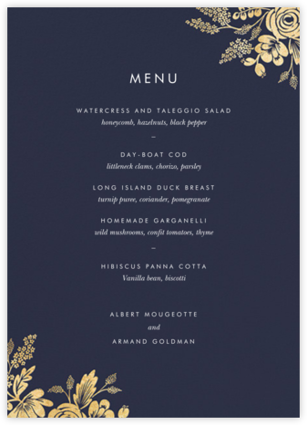 Heather and Lace (Menu) - Navy/Gold - Rifle Paper Co.