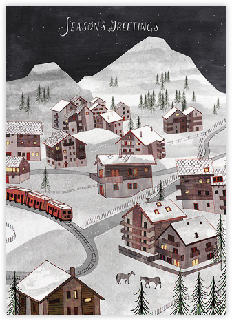 Winter Village (Josie Portillo) - Red Cap Cards - Watercolor Christmas Cards
