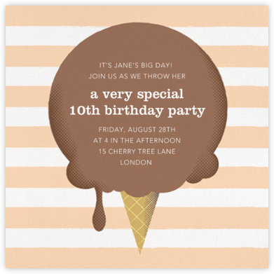 The Big Scoop - Mocha - Paperless Post - Cake and sweets birthday invitations