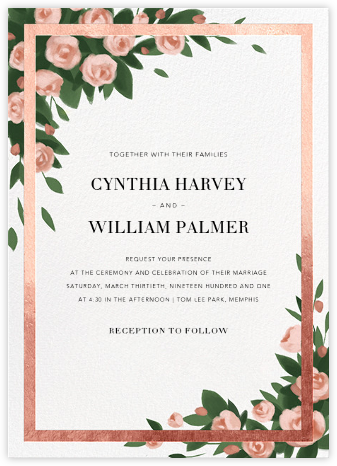 Teablossom (Invitation) - Rose Gold/Pink - Paperless Post - Romantic wedding invitations 