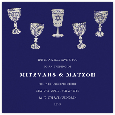 The Fifth Cup - Silver/Blue - Paperless Post - Passover invitations