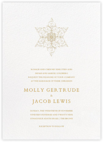 Magen David (Invitation) - Gold - Bernard Maisner - Classic wedding invitations 