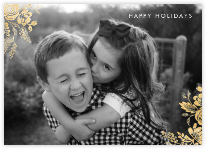  Heather and Lace (Horizontal Photo) - Gold/Red - Rifle Paper Co. - Holiday Photo Cards 