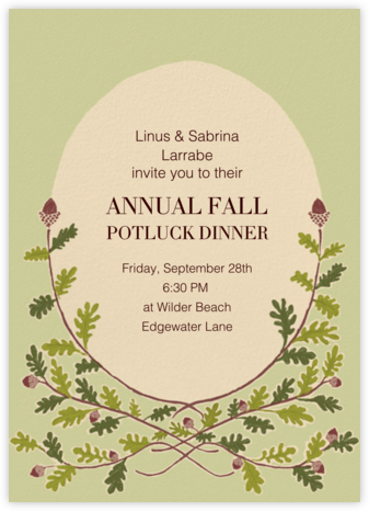 Watercolor Acorns - Paperless Post - Fall Party Invitations