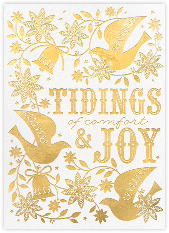 Bells and Boughs - White - Hello!Lucky - Elegant Christmas Cards