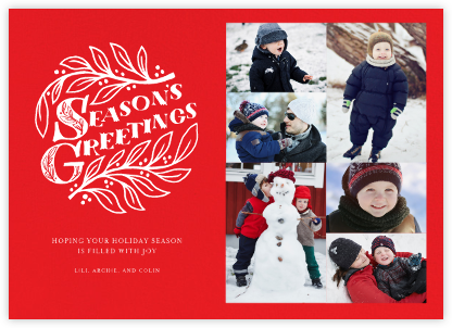 Mistletoe Signet (Multi-Photo) - Red - Paperless Post - Holiday Photo Cards 