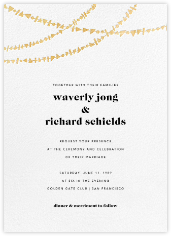 Streamer Shapes (Invitation) - White/Gold - Paperless Post - Online Wedding Invitations