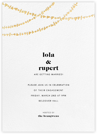 Streamer Shapes (Tall) - White/Gold - Paperless Post - Engagement party invitations 