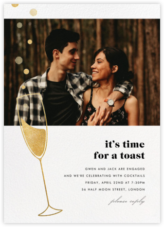 Champagne Bubbles (Photo) - Gold - Paperless Post - Wedding Shower & Party Invitations
