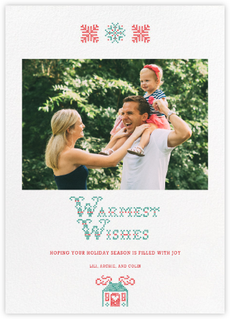 Embroidered Wishes (Tall) - Paperless Post - Holiday Photo Cards 