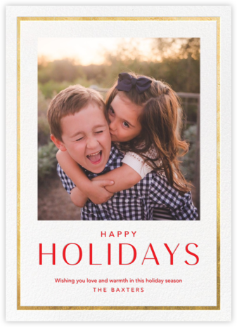 Holiday Finestra (Tall) - White/Gold - Paperless Post - Holiday Photo Cards 