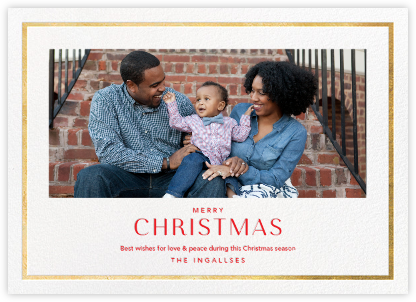 Christmas Finestra (Horizontal) - White/Gold - Paperless Post - Christmas Cards