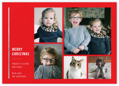 Carreaux (Multi-Photo) - Red/Silver - Paperless Post - Christmas Cards 2022