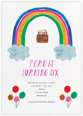At the End of the Rainbow - Mr. Boddington's Studio - Rainbow Birthday Invitations