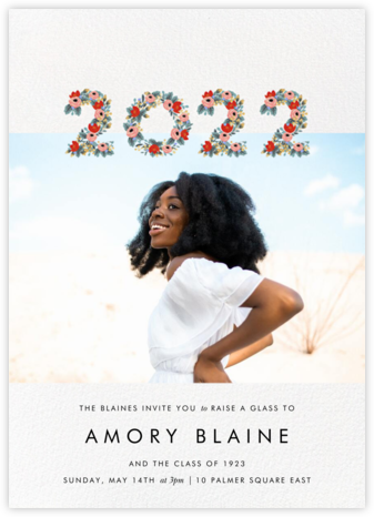 Year in Bloom (Landscape Photo) - White - Rifle Paper Co. - Virtual Graduation Party Invitations