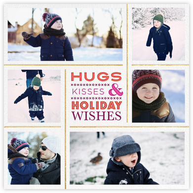Kisses & Holiday Wishes (Photo) - Pink/Gold - Jonathan Adler - Holiday Photo Cards 