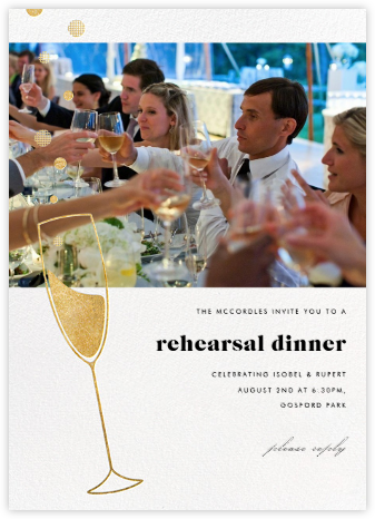 Champagne Bubbles (Photo) - Gold - Paperless Post - Rehearsal Dinner Invitations