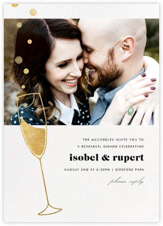 Champagne Bubbles (Photo) - Gold - Paperless Post - Engagement party invitations 