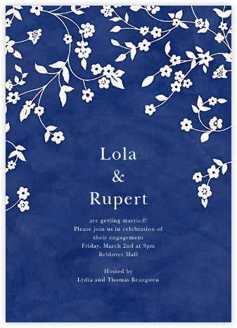 Floral Trellis II - Blue/White - Oscar de la Renta - Engagement party invitations 