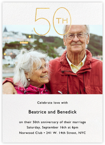 Decade Photo (Fifty) - Gold - Paperless Post - Anniversary Invitations