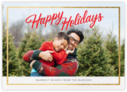 Holiday Trim (Horizontal) - Gold - Paperless Post - Holiday Photo Cards 