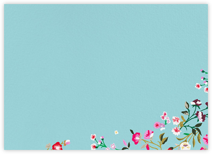 Embroidered Floral (Stationery) - Aquamarine - Oscar de la Renta - Oscar de la Renta Cards