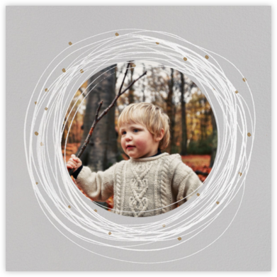 Winter Wreath - Gray - Paperless Post - Holiday Photo Cards 