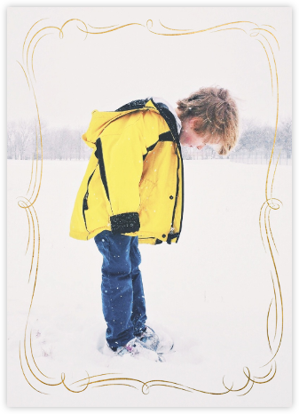 Plume (Tall Photo) - Ivory/Gold - Paperless Post - Holiday Photo Cards 